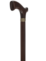 Genuine Wenge Wood Fritz Comfort Handle - Standard Size - Pewter Collar Fritz Handled Canes - Tophatter Daily Deals