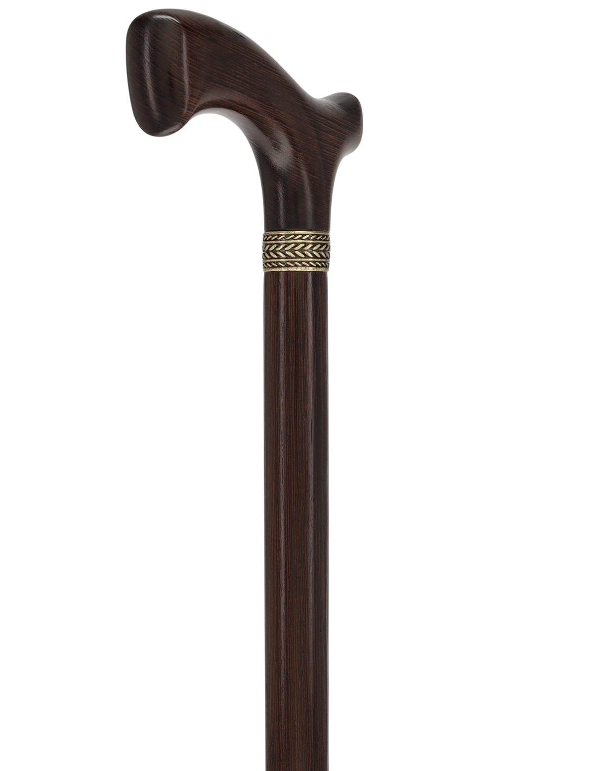 Genuine Wenge Wood Fritz Comfort Handle - Standard Size - Pewter Collar Fritz Handled Canes - Tophatter Daily Deals