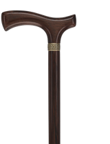 Genuine Wenge Wood Fritz Comfort Handle - Standard Size - Pewter Collar Fritz Handled Canes - Tophatter Daily Deals