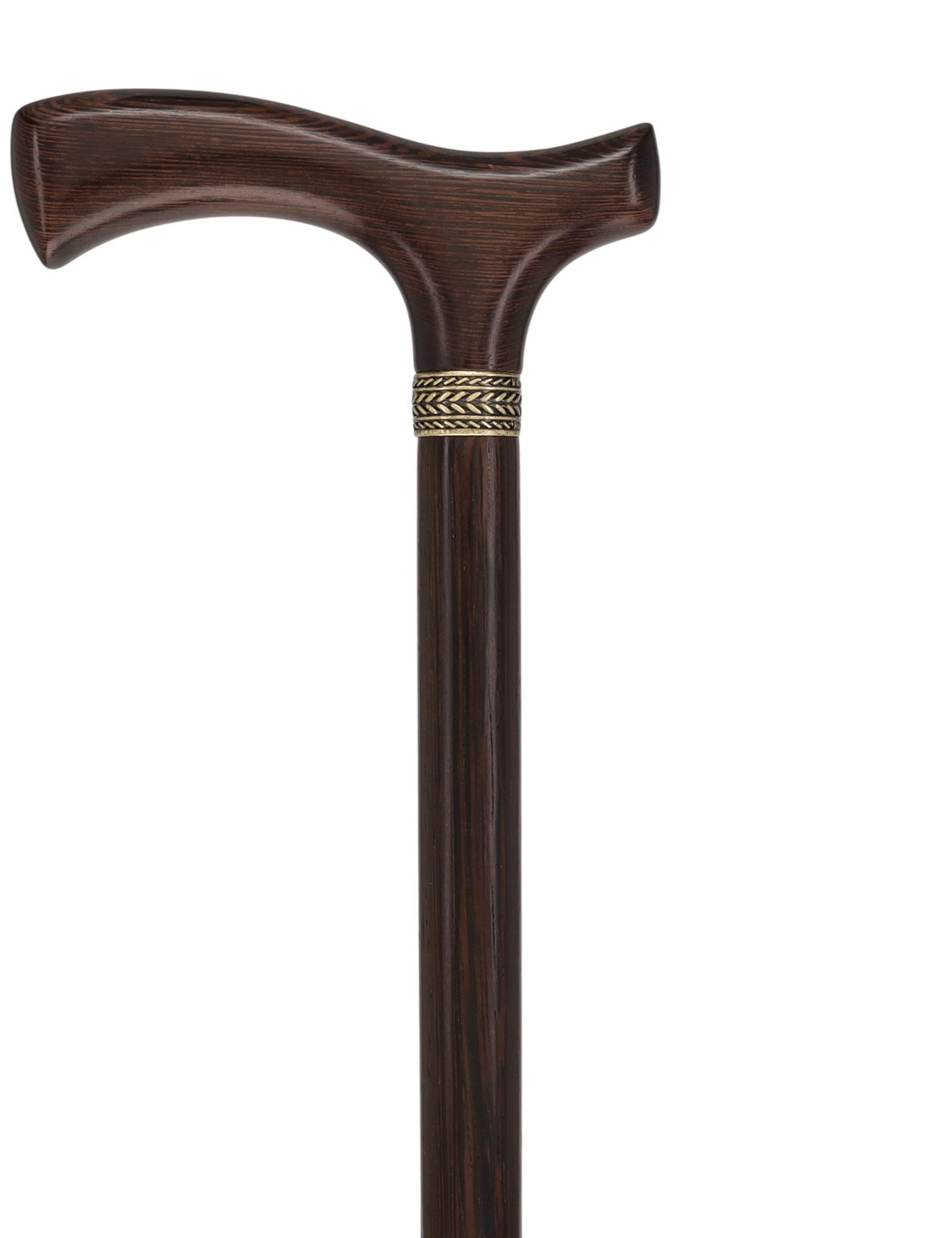 Genuine Wenge Wood Fritz Comfort Handle - Standard Size - Pewter Collar Fritz Handled Canes - Tophatter Daily Deals