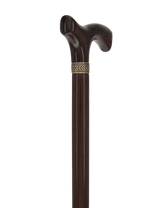 Genuine Wenge Wood Fritz Comfort Handle - Standard Size - Pewter Collar Fritz Handled Canes - Tophatter Daily Deals