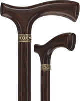 Genuine Wenge Wood Fritz Comfort Handle - Standard Size - Pewter Collar Fritz Handled Canes - Tophatter Daily Deals