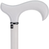 Sleek White Derby Handle: Beechwood Shaft with Polished Finish Simple Collar Standard to Larger Hand Derby Handled Canes - Tophatter Daily Deals
