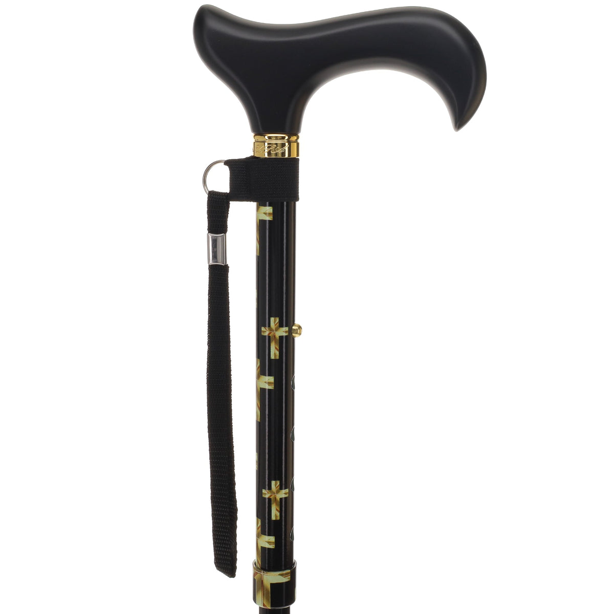 Golden Cross Folding Cane: Adjustable Derby, Wooden Handle Folding Canes - Tophatter Daily Deals