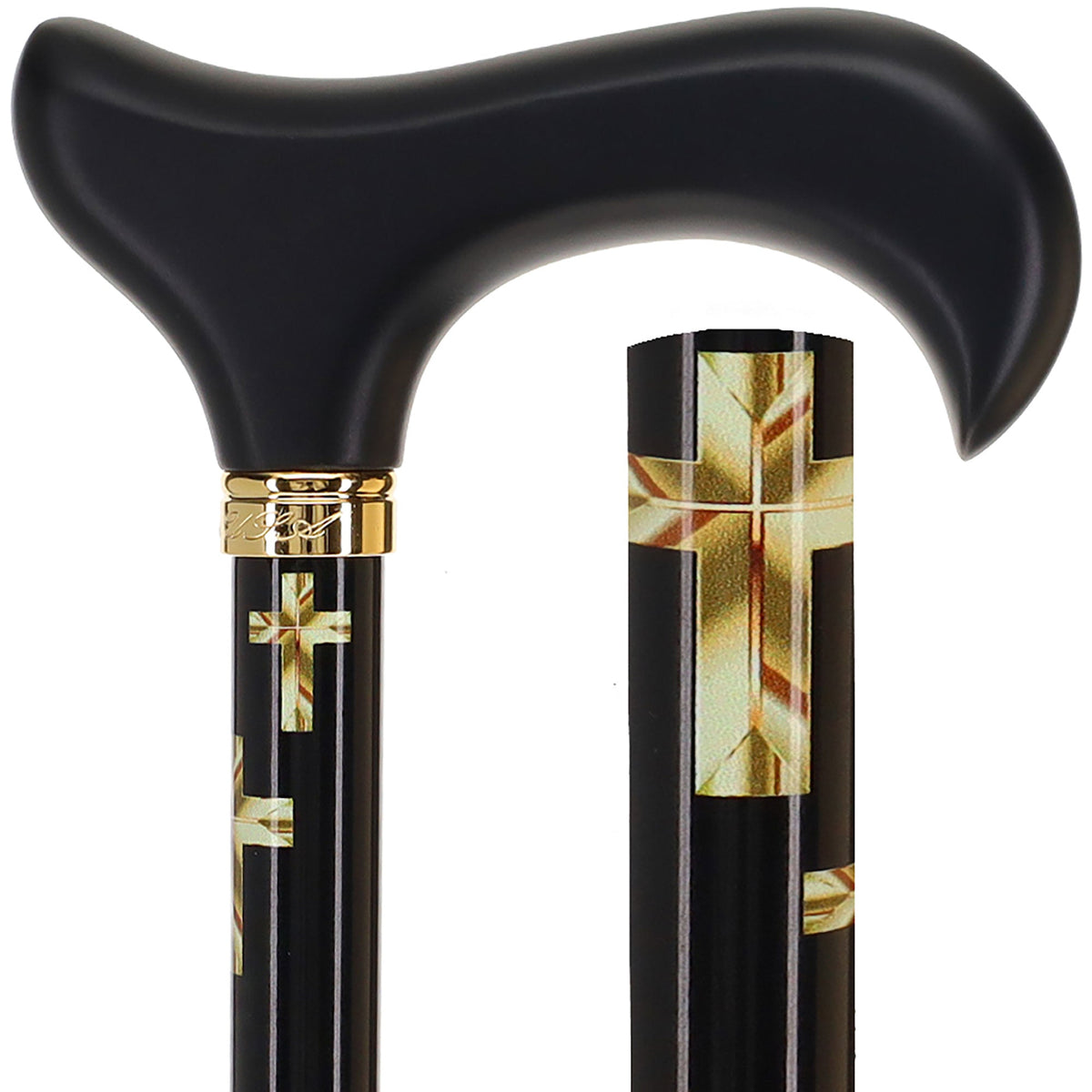 Golden Cross: Elegance & Comfort - Wooden Handle Adjustable Walking Canes - Tophatter Daily Deals