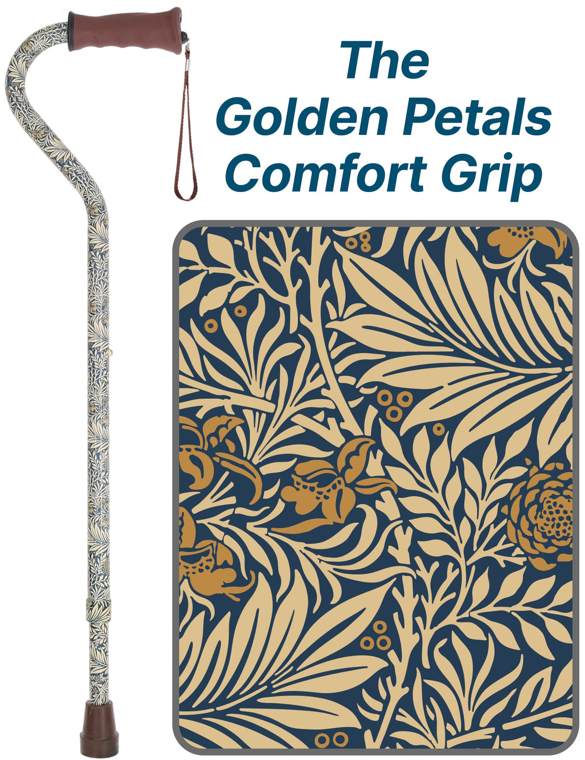 Golden Petals Adjustable Cane: Comfort Grip Offset Adjustable Walking Canes - Tophatter Daily Deals