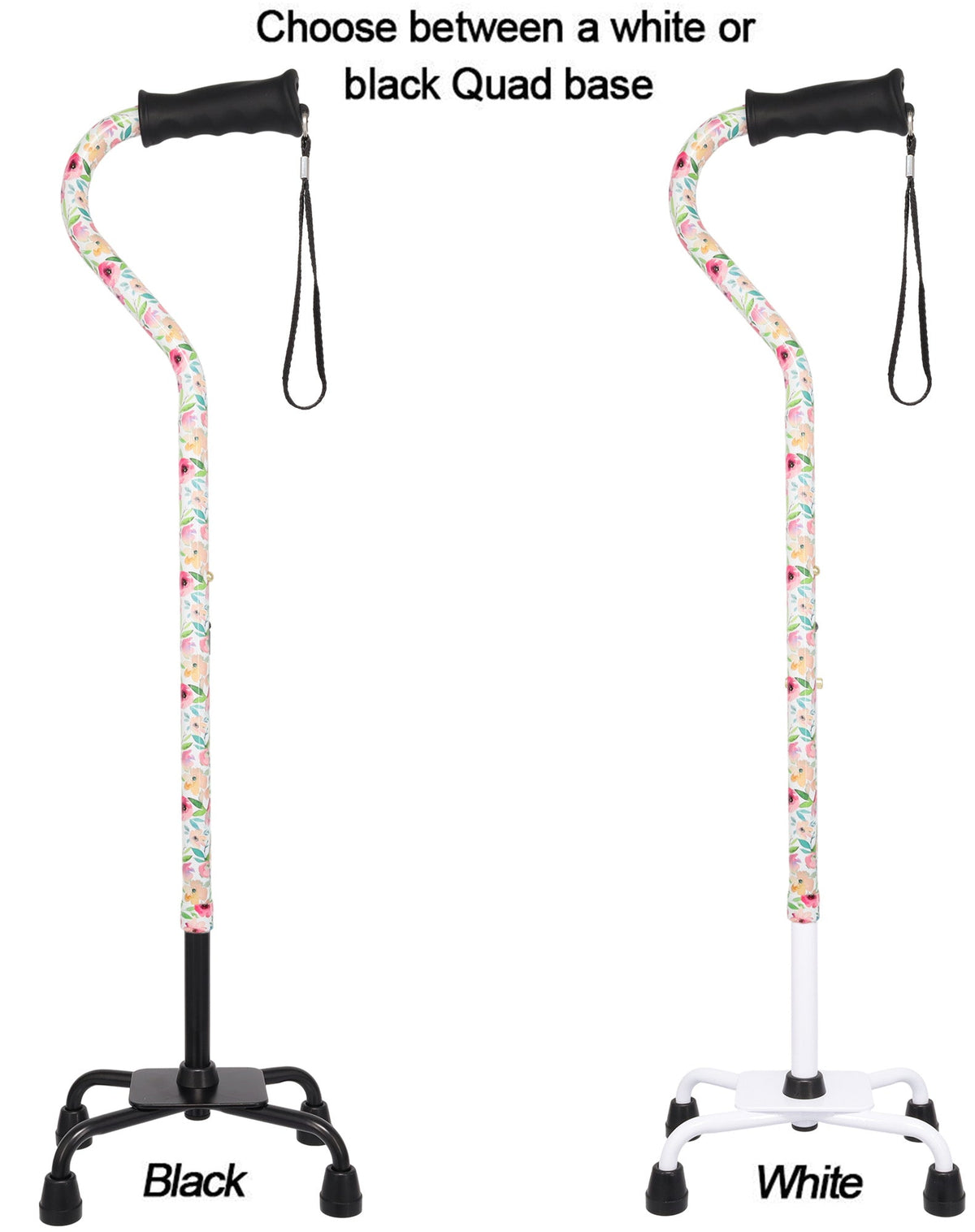 Pink Vivienne May Convertible Quad Base Walking Cane with Comfort Grip - Adjustable Shaft - Tophatter Daily Deals