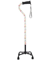 Watercolor Flowers Vivienne May Convertible Quad Base Walking Cane with Comfort Grip - Adjustable Sh - Tophatter Daily Deals