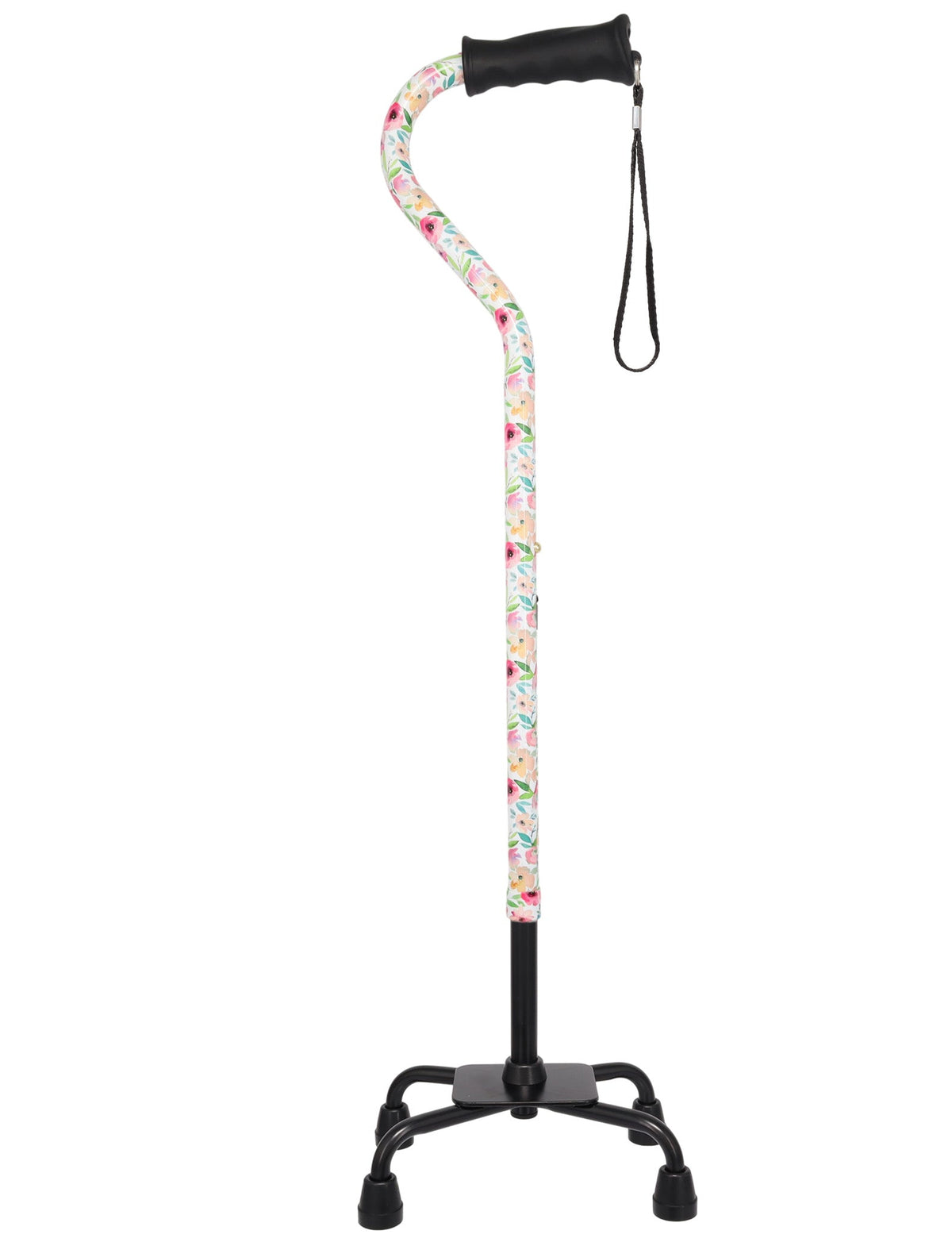 Watercolor Flowers Vivienne May Convertible Quad Base Walking Cane with Comfort Grip - Adjustable Sh - Tophatter Daily Deals