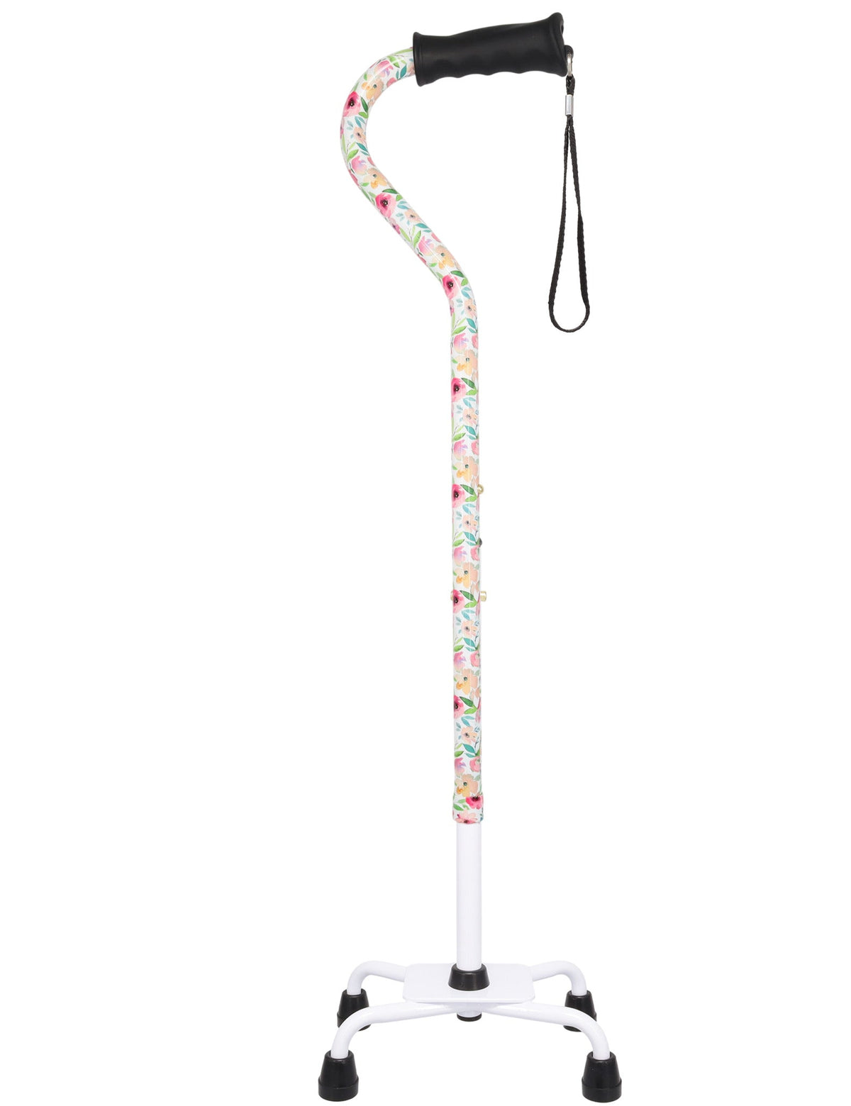 Watercolor Flowers Vivienne May Convertible Quad Base Walking Cane with Comfort Grip - Adjustable Sh - Tophatter Daily Deals
