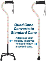 Watercolor Flowers Vivienne May Convertible Quad Base Walking Cane with Comfort Grip - Adjustable Sh - Tophatter Daily Deals