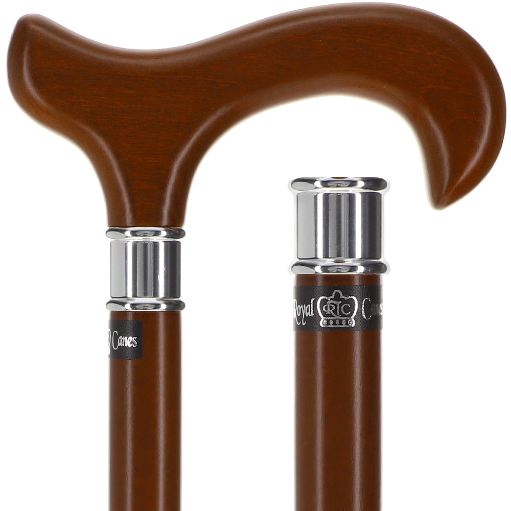 Premium Dr. House Walnut: Stained Beechwood Stainless Steel Collar Dr Gregory House Walking Canes - Tophatter Daily Deals