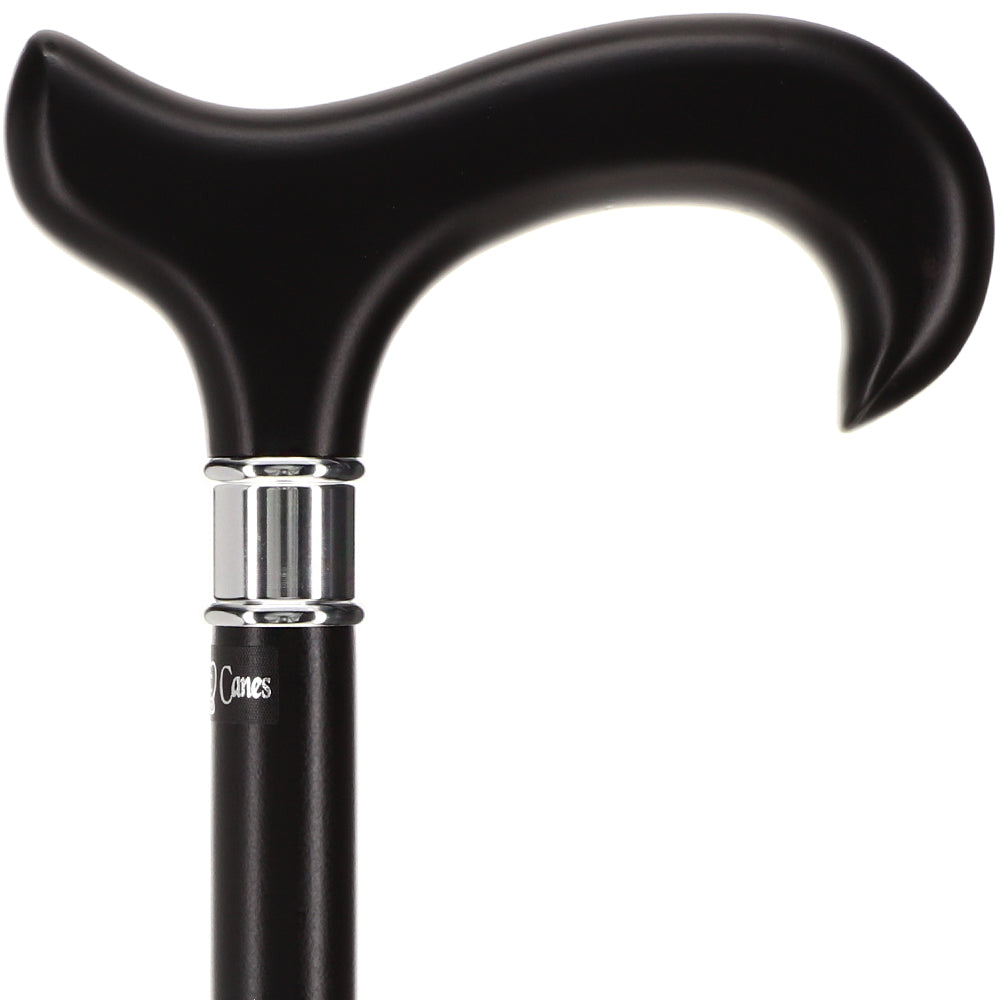 Luxury Sleek Black Derby Cane - Stainless Steel Collar Derby Classic Walking Canes - Tophatter Daily Deals
