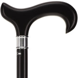 Luxury Sleek Black Derby Cane - Stainless Steel Collar Derby Classic Walking Canes - Tophatter Daily Deals