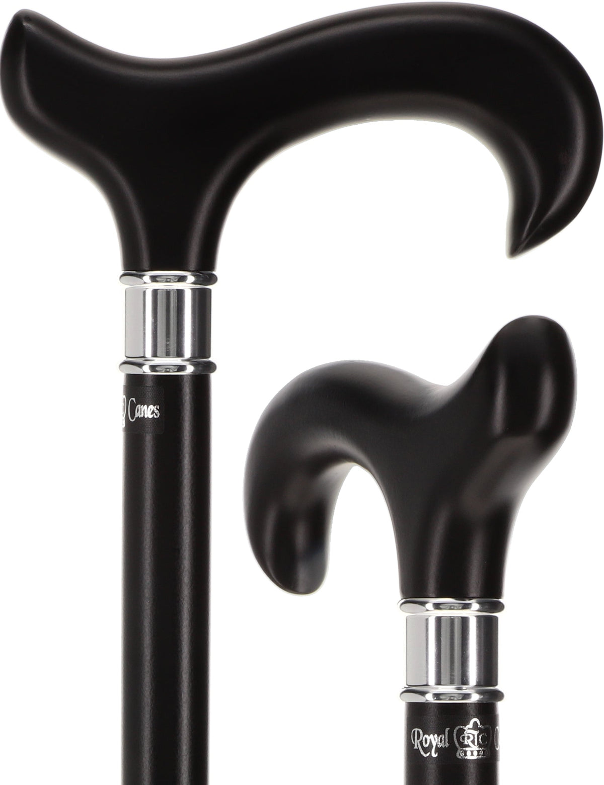 Luxury Sleek Black Derby Cane - Stainless Steel Collar Derby Classic Walking Canes - Tophatter Daily Deals