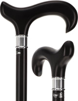 Luxury Sleek Black Derby Cane - Stainless Steel Collar Derby Classic Walking Canes - Tophatter Daily Deals