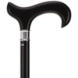 Luxury Sleek Black Derby Cane - Stainless Steel Collar Derby Classic Walking Canes - Tophatter Daily Deals