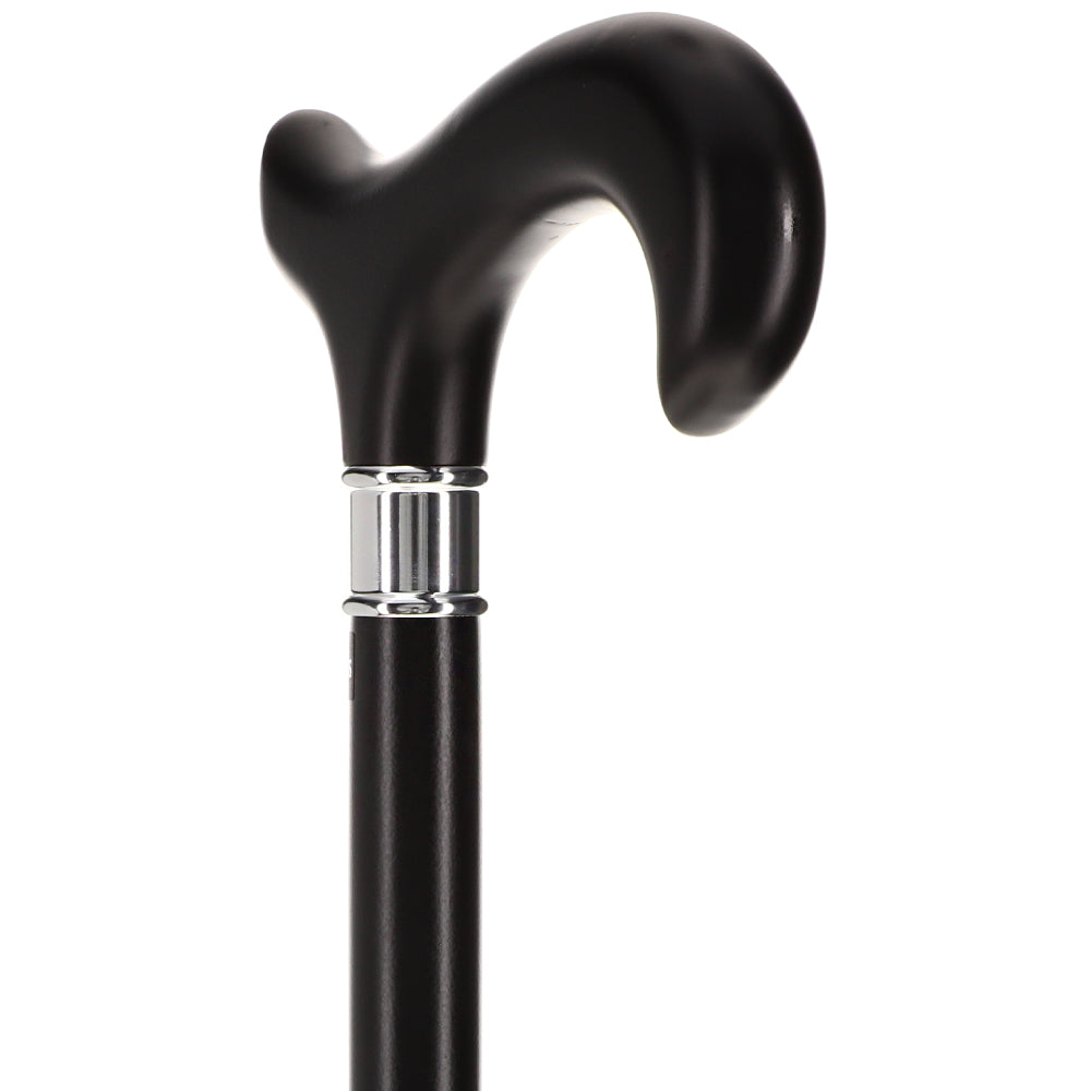 Luxury Sleek Black Derby Cane - Stainless Steel Collar Derby Classic Walking Canes - Tophatter Daily Deals