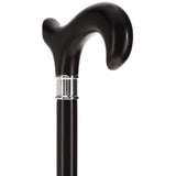 Luxury Sleek Black Derby Cane - Stainless Steel Collar Derby Classic Walking Canes - Tophatter Daily Deals