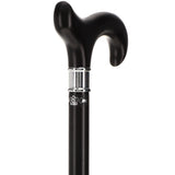 Luxury Sleek Black Derby Cane - Stainless Steel Collar Derby Classic Walking Canes - Tophatter Daily Deals