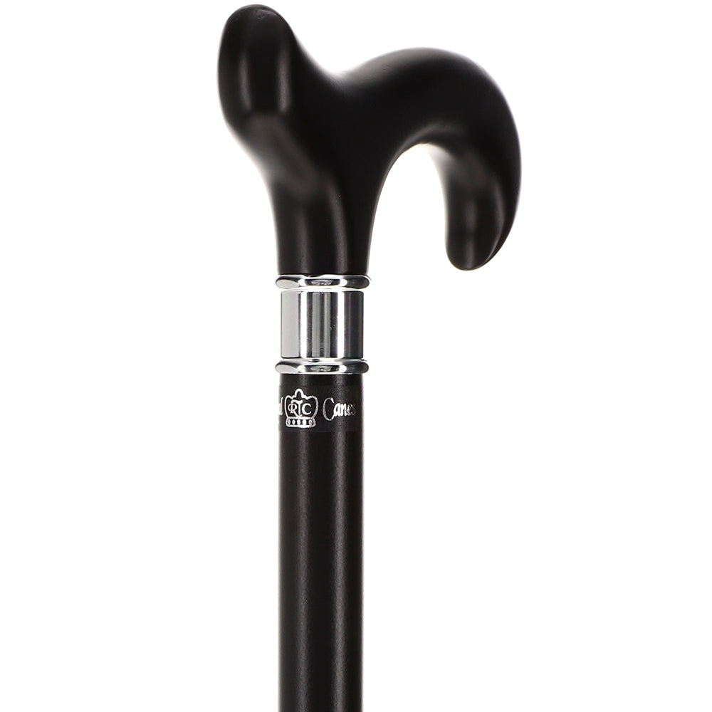Luxury Sleek Black Derby Cane - Stainless Steel Collar Derby Classic Walking Canes - Tophatter Daily Deals