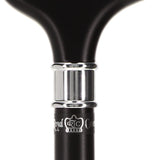 Luxury Sleek Black Derby Cane - Stainless Steel Collar Derby Classic Walking Canes - Tophatter Daily Deals