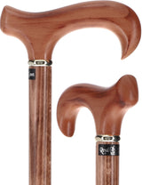 Scorched Beechwood Derby Cane - Silver Collar Derby Classic Walking Canes - Tophatter Daily Deals