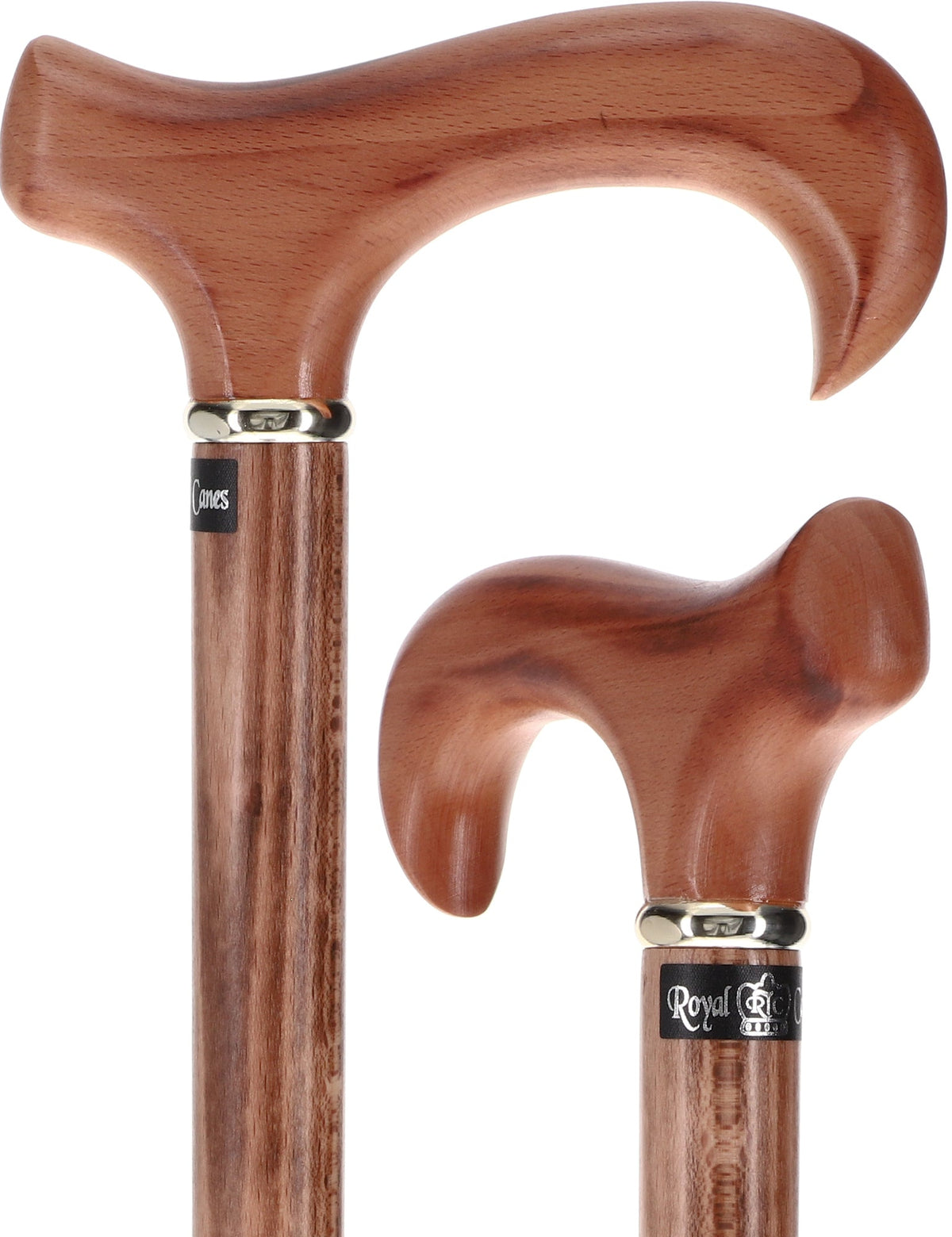 Scorched Beechwood Derby Cane - Silver Collar Derby Classic Walking Canes - Tophatter Daily Deals