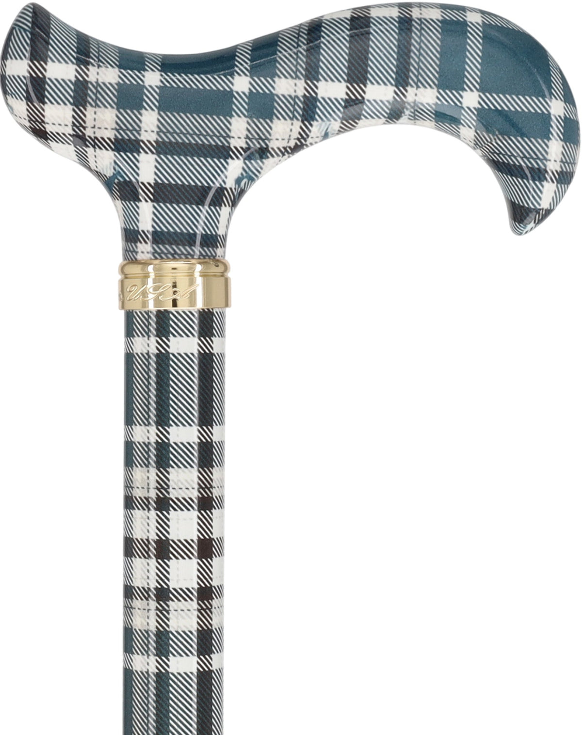 Classic Plaid Adjustable Walking Cane - Navy/Brown Straight Shaft Adjustable Walking Canes - Tophatter Daily Deals
