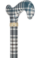 Classic Plaid Adjustable Walking Cane - Navy/Brown Straight Shaft Adjustable Walking Canes - Tophatter Daily Deals