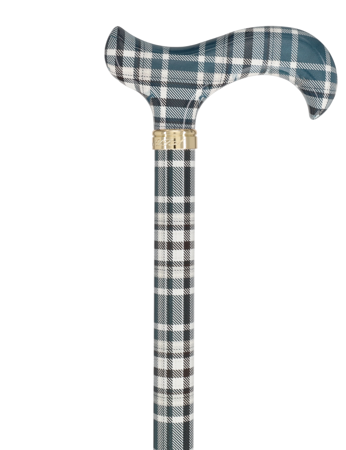 Classic Plaid Adjustable Walking Cane - Navy/Brown Straight Shaft Adjustable Walking Canes - Tophatter Daily Deals