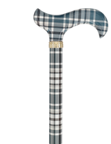 Classic Plaid Adjustable Walking Cane - Navy/Brown Straight Shaft Adjustable Walking Canes - Tophatter Daily Deals