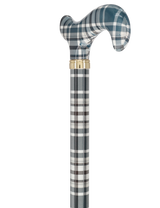 Classic Plaid Adjustable Walking Cane - Navy/Brown Straight Shaft Adjustable Walking Canes - Tophatter Daily Deals