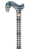 Classic Plaid Adjustable Walking Cane - Navy/Brown Straight Shaft Adjustable Walking Canes - Tophatter Daily Deals