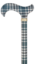 Classic Plaid Adjustable Walking Cane - Navy/Brown Straight Shaft Adjustable Walking Canes - Tophatter Daily Deals