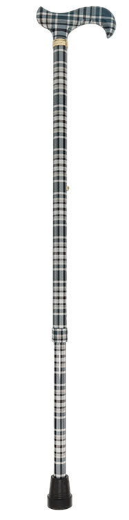 Classic Plaid Adjustable Walking Cane - Navy/Brown Straight Shaft Adjustable Walking Canes - Tophatter Daily Deals