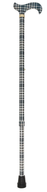 Classic Plaid Adjustable Walking Cane - Navy/Brown Straight Shaft Adjustable Walking Canes - Tophatter Daily Deals