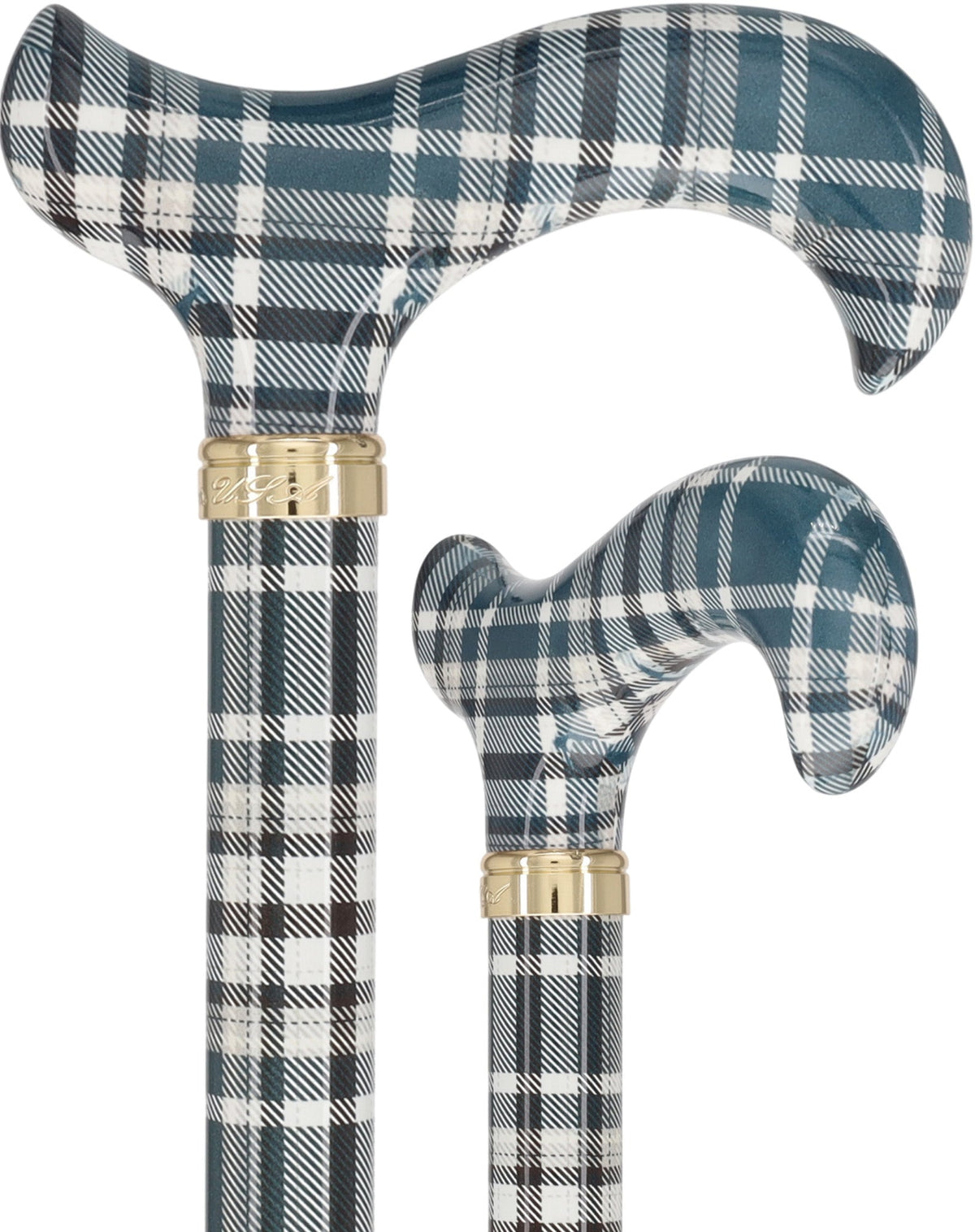 Classic Plaid Adjustable Walking Cane - Navy/Brown Straight Shaft Adjustable Walking Canes - Tophatter Daily Deals