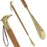Shoe Horn Elegance: Brass Eagle Head, Durable Ash Wood Handle Shoe Horns - Tophatter Daily Deals