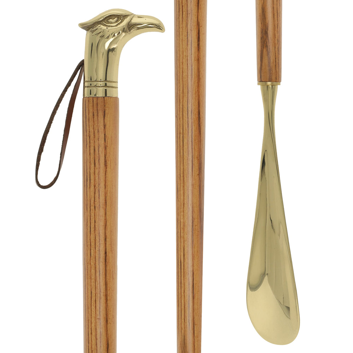 Shoe Horn Elegance: Brass Eagle Head, Durable Ash Wood Handle Shoe Horns - Tophatter Daily Deals