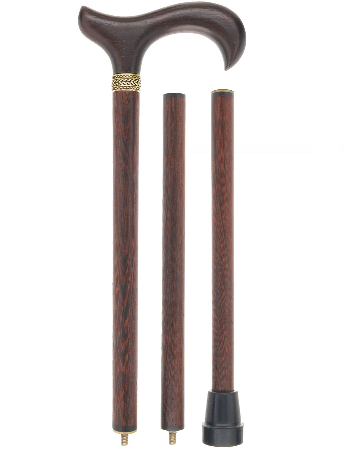 Luxury 3-Piece Folding - Wenge Pewter Collar Derby Cane Folding Canes - Tophatter Daily Deals
