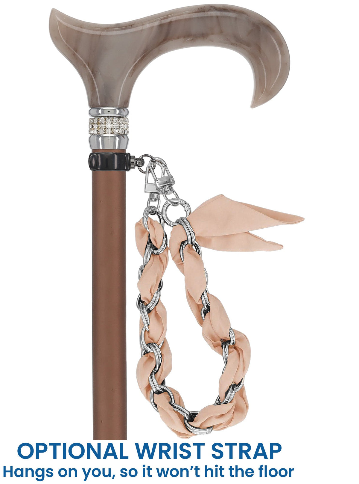 Mocha Rhinestone Pearlz Adjustable Orthopedic Derby Cane Yes Adjustable Walking Canes - Tophatter Daily Deals