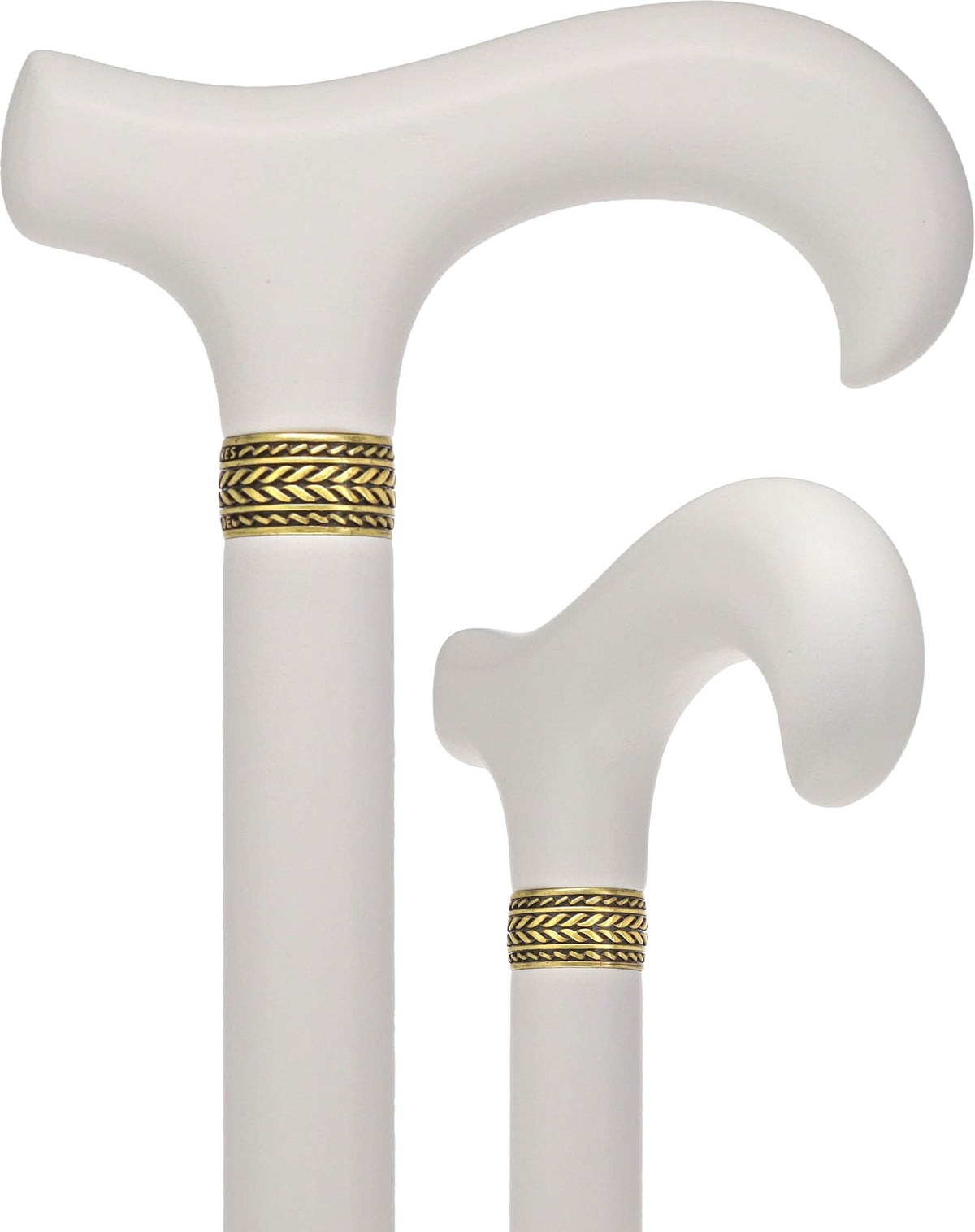 Super Strong Derby Handle Cane - Ash Wood, Pewter Wheat Collar, Matching Stain, 3 Color Options White Derby Classic Walking Canes - Tophatter Daily Deals