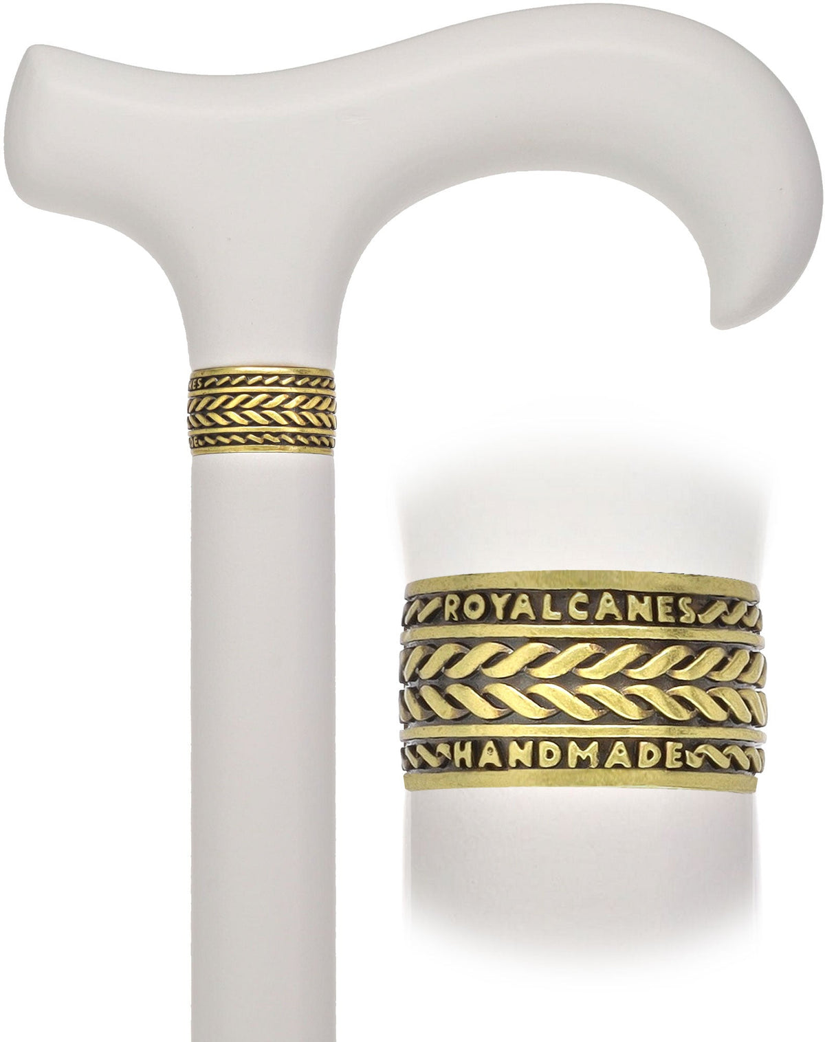 Super Strong Derby Handle Cane - Ash Wood, Pewter Wheat Collar, Matching Stain, 3 Color Options Derby Classic Walking Canes - Tophatter Daily Deals