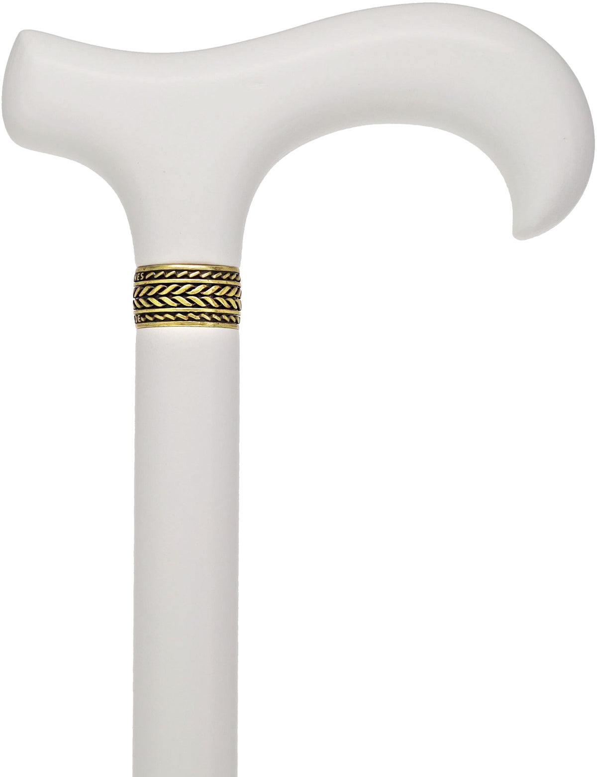 Derby Handle - XL Size - Extra Long & Strong (All White, Pewter Collar) Derby Handled Canes - Tophatter Daily Deals