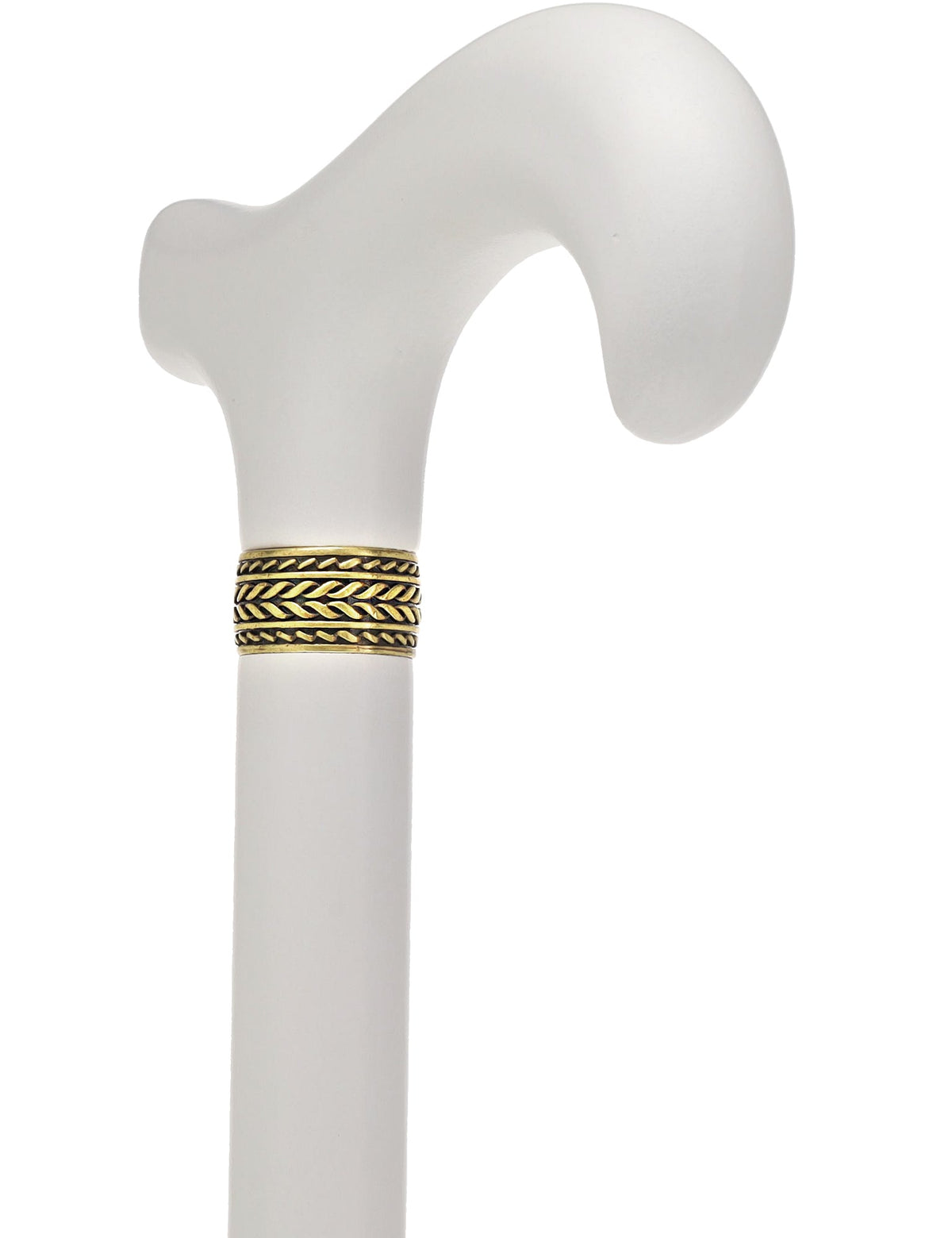 Derby Handle - XL Size - Extra Long & Strong (All White, Pewter Collar) Derby Handled Canes - Tophatter Daily Deals