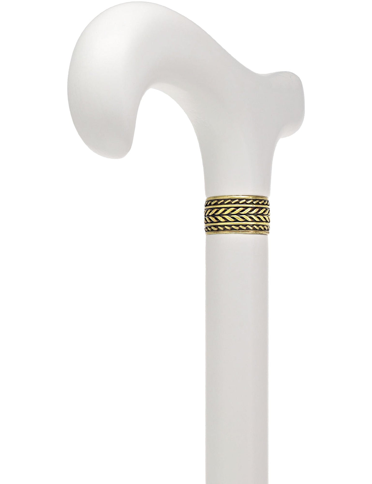 Derby Handle - XL Size - Extra Long & Strong (All White, Pewter Collar) Derby Handled Canes - Tophatter Daily Deals