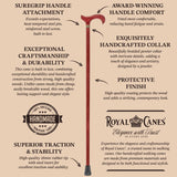 Striking Mahogany Red Derby Cane: Premium Natural Ash Wood w/ Pewter Collar Derby Classic Walking Canes - Tophatter Daily Deals