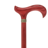Striking Mahogany Red Derby Cane: Premium Natural Ash Wood w/ Pewter Collar Derby Classic Walking Canes - Tophatter Daily Deals