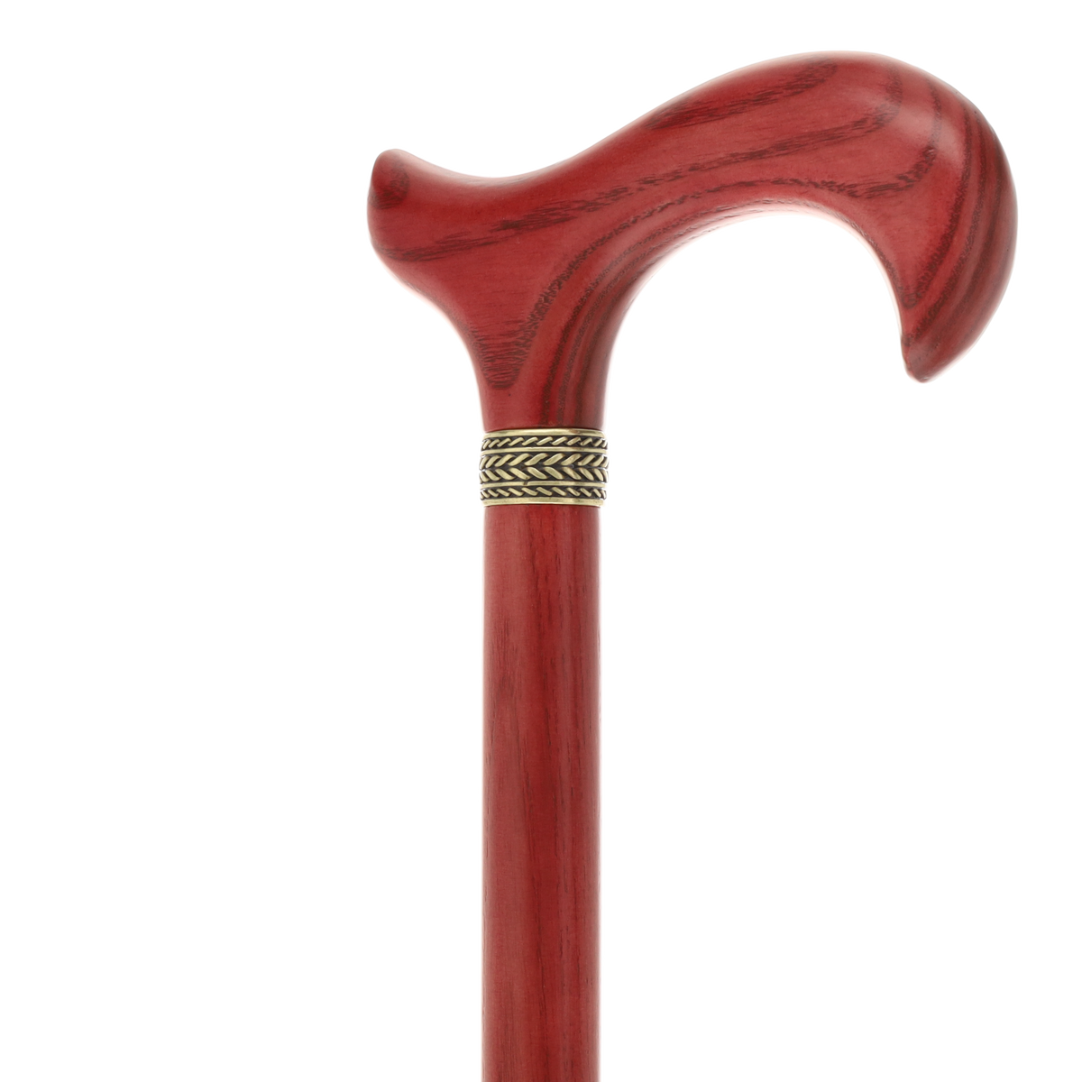 Striking Mahogany Red Derby Cane: Premium Natural Ash Wood w/ Pewter Collar Derby Classic Walking Canes - Tophatter Daily Deals